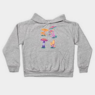 Vintage Colorful Mushrooms - Hippie Art Kids Hoodie